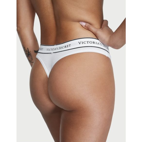 Victoria's Secret VS feliratos fehér pamut tanga bugyi